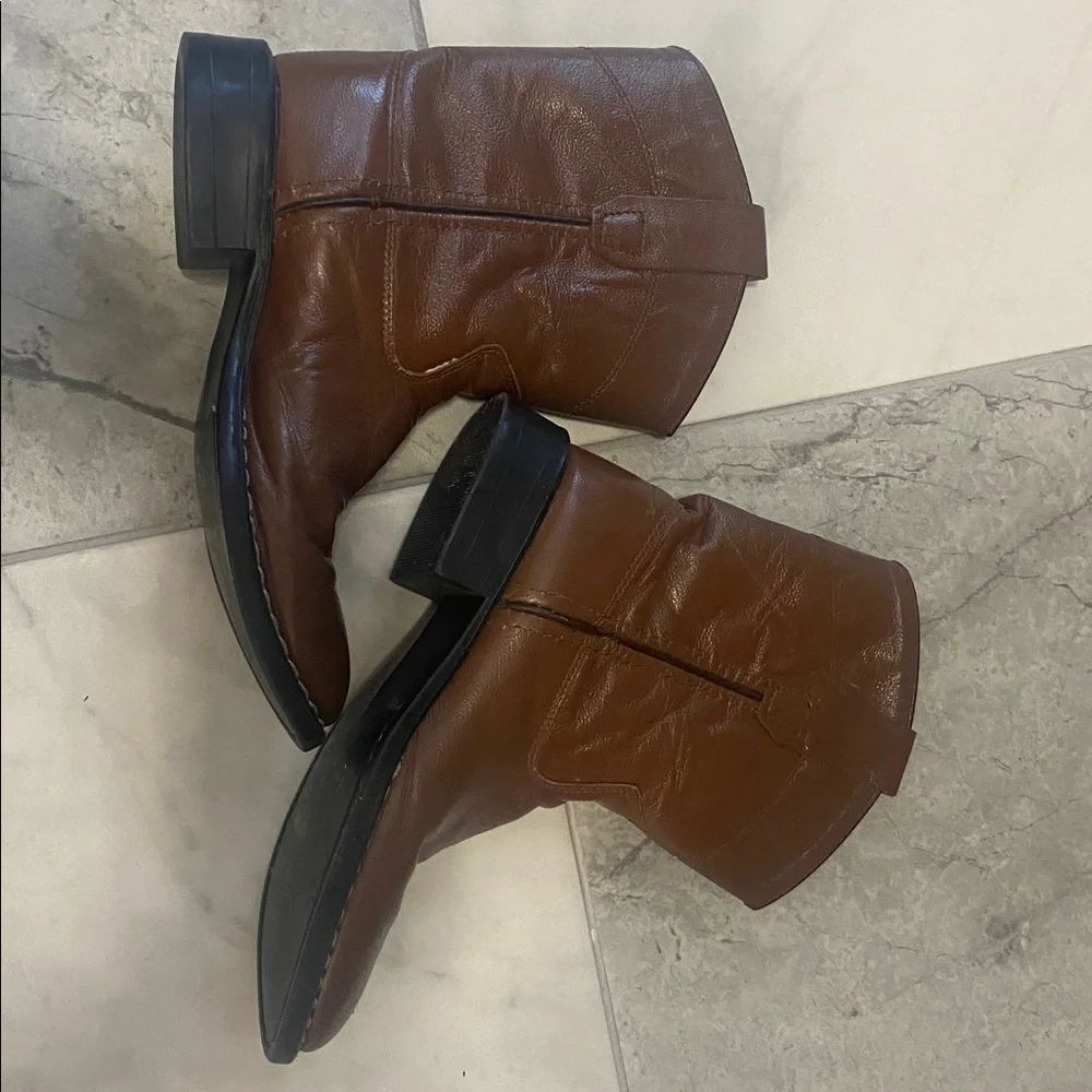 Old West Brown Western Leather Cowboy Boots size 12